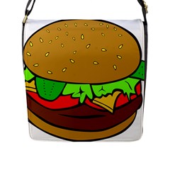 Hamburger Cheeseburger Fast Food Flap Closure Messenger Bag (l) by Sudhe