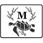 Black Tribal Sea Turtle Monogram Fleece Blanket (Medium) 60 x50  Blanket Front