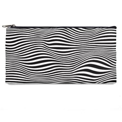 Retro Psychedelic Waves Pattern 80s Black And White Pencil Cases by genx