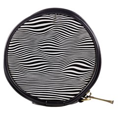 Retro Psychedelic Waves Pattern 80s Black And White Mini Makeup Bag by genx