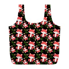 Fox And Trees Pattern Full Print Recycle Bag (l) by snowwhitegirl