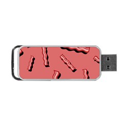 Funny Bacon Slices Pattern Infidel Vintage Red Meat Background  Portable Usb Flash (two Sides) by genx