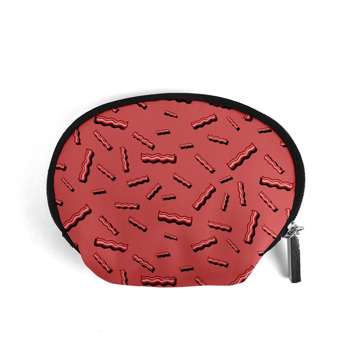 Funny Bacon Slices Pattern infidel vintage red meat background  Accessory Pouch (Small)