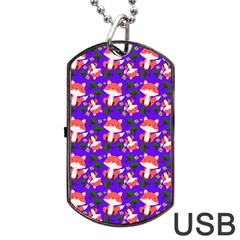 Fox And Trees Pattern Blue Dog Tag Usb Flash (one Side) by snowwhitegirl