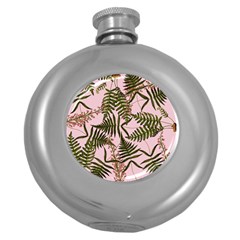 Fern Pink Round Hip Flask (5 Oz) by snowwhitegirl