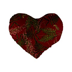 Fern Red Standard 16  Premium Heart Shape Cushions by snowwhitegirl