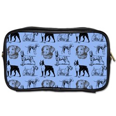 Dog Pattern Blue Toiletries Bag (two Sides) by snowwhitegirl