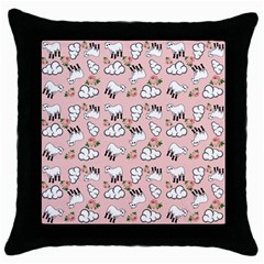 Vintage Lamb Pattern Pink Throw Pillow Case (black) by snowwhitegirl