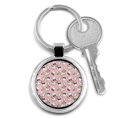 Vintage Lamb Pattern Pink Key Chains (round)  by snowwhitegirl