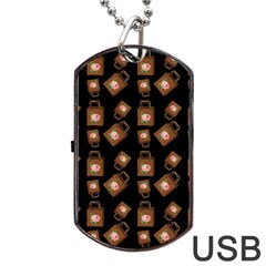 Shopping Bag Pattern Black Dog Tag Usb Flash (two Sides) by snowwhitegirl