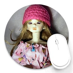 Cute In Pink Round Mousepads by snowwhitegirl