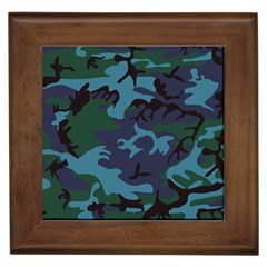 Camouflage Blue Framed Tiles by snowwhitegirl