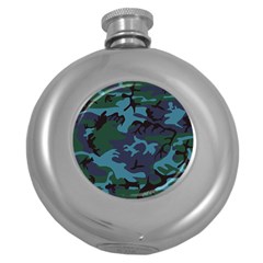 Camouflage Blue Round Hip Flask (5 Oz) by snowwhitegirl