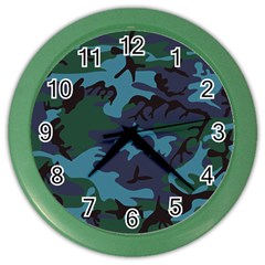 Camouflage Blue Color Wall Clock by snowwhitegirl