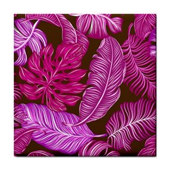 Tropical Pink Leaves Tile Coasters by snowwhitegirl