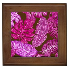 Tropical Pink Leaves Framed Tiles by snowwhitegirl