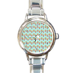 Cotton Candy Pattern Aqua 3d Round Italian Charm Watch by snowwhitegirl