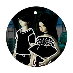 Dolls In Living Room Ornament (round) by snowwhitegirl