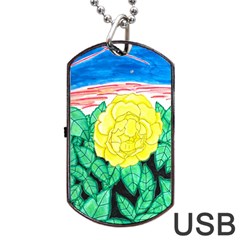 Sunset Rose Watercolor Dog Tag Usb Flash (one Side) by okhismakingart