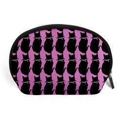 Cat Silouette Pattern Pink Accessory Pouch (large) by snowwhitegirl