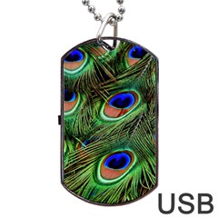 Peacock Feathers Dog Tag Usb Flash (one Side) by snowwhitegirl