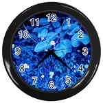 Blue Daisies Wall Clock (Black) Front