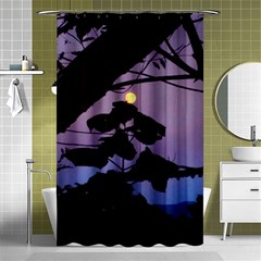 Moon And Catalpa Tree Shower Curtain 48  X 72  (small)  by okhismakingart