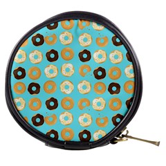 Donuts Pattern With Bites Bright Pastel Blue And Brown Mini Makeup Bag by genx