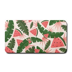 Tropical Watermelon Leaves Pink And Green Jungle Leaves Retro Hawaiian Style Medium Bar Mats by genx