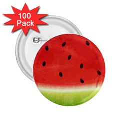 Juicy Paint Texture Watermelon Red And Green Watercolor 2 25  Buttons (100 Pack)  by genx