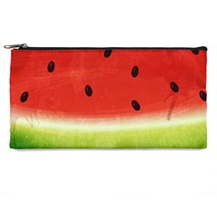 Juicy Paint Texture Watermelon Red And Green Watercolor Pencil Cases by genx