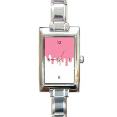 Ice Cream Pink Melting Background With Beige Cone Rectangle Italian Charm Watch by genx