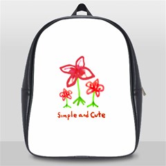 Flowers And Cute Phrase Pencil Drawing School Bag (large) by dflcprintsclothing