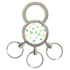 Lemon And Limes Yellow Green Watercolor Fruits With Citrus Leaves Pattern 3-ring Key Chains by genx