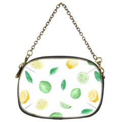 Lemon And Limes Yellow Green Watercolor Fruits With Citrus Leaves Pattern Chain Purse (two Sides) by genx