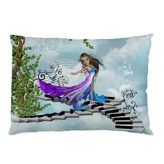 Cute Fairy Dancing On A Piano Pillow Case by FantasyWorld7