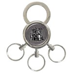 Odin on his Throne with ravens wolf on black stone texture 3-Ring Key Chains Front