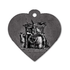 Odin On His Throne With Ravens Wolf On Black Stone Texture Dog Tag Heart (one Side) by snek