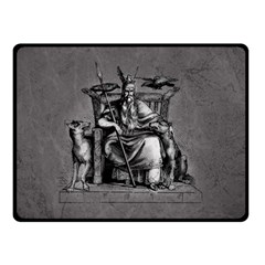 Odin On His Throne With Ravens Wolf On Black Stone Texture Double Sided Fleece Blanket (small)  by snek