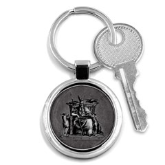 Odin On His Throne With Ravens Wolf On Black Stone Texture Key Chains (round)  by snek