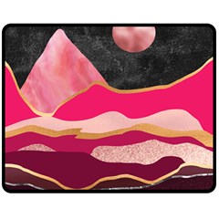 Pink And Black Abstract Mountain Landscape Fleece Blanket (medium)  by charliecreates