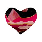 Pink and black abstract mountain landscape Standard 16  Premium Heart Shape Cushions Back