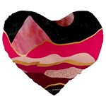 Pink and black abstract mountain landscape Large 19  Premium Flano Heart Shape Cushions Front