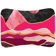 Pink And Black Abstract Mountain Landscape Velour Seat Head Rest Cushion by charliecreates