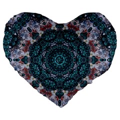 Marbels Glass And Paint Love Mandala Decorative Large 19  Premium Flano Heart Shape Cushions by pepitasart