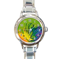 Abstract Pattern Lines Wave Round Italian Charm Watch by HermanTelo