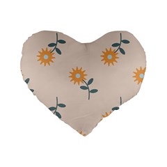 Flowers Continuous Pattern Nature Standard 16  Premium Flano Heart Shape Cushions by HermanTelo