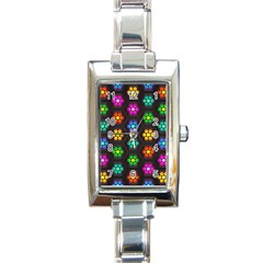 Pattern Background Colorful Design Rectangle Italian Charm Watch by HermanTelo