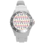 Seamless Pattern Background Entrance Round Plastic Sport Watch (L) Front