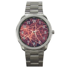 Light Fiber Black Fractal Art Sport Metal Watch by HermanTelo